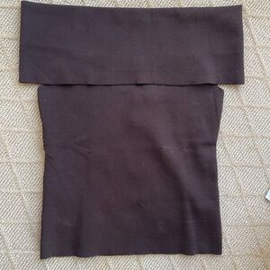 Mango Fold-Over Knit Tube Top in Chocolate Brown